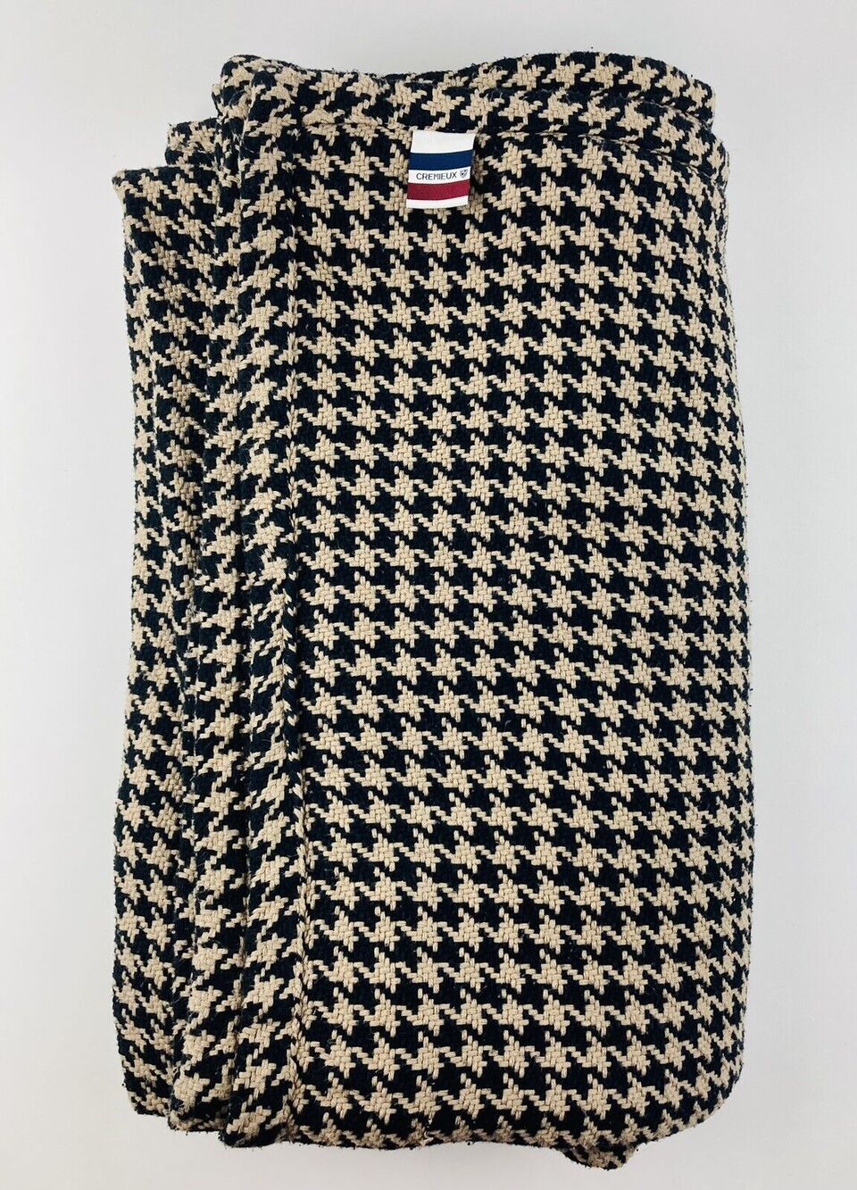 Rare Cremieux Daniel Houndstooth Cotton Queen Blanket Brown Black Large Coverlet